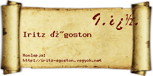 Iritz Ágoston névjegykártya